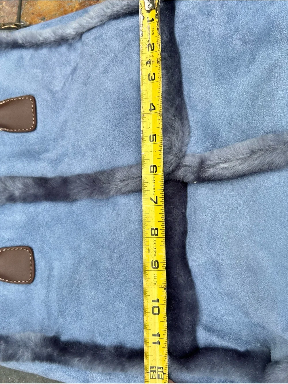 Blue Faux-Suede Tote Bag with Fur Trim Liz Clairborne